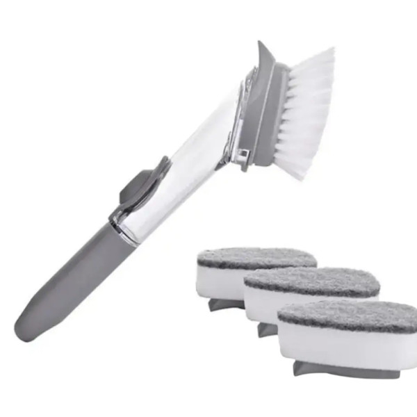 Щетка с дозатором для мытья посуды Automatic Decontamination Wok Brush многофункциональная с насадками Щетка с дозатором для мытья посуды Automatic Decontamination Wok Brush многофункциональная с насадками